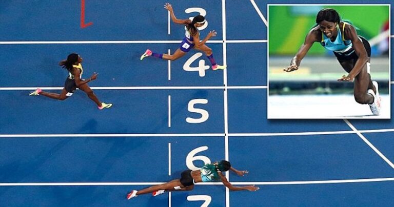 Δρομέας από τις Μπαχάμες κερδίζει το χρυσό μετάλλιο στα 400μ κάνοντας βουτιά πάνω από τον τερματισμό