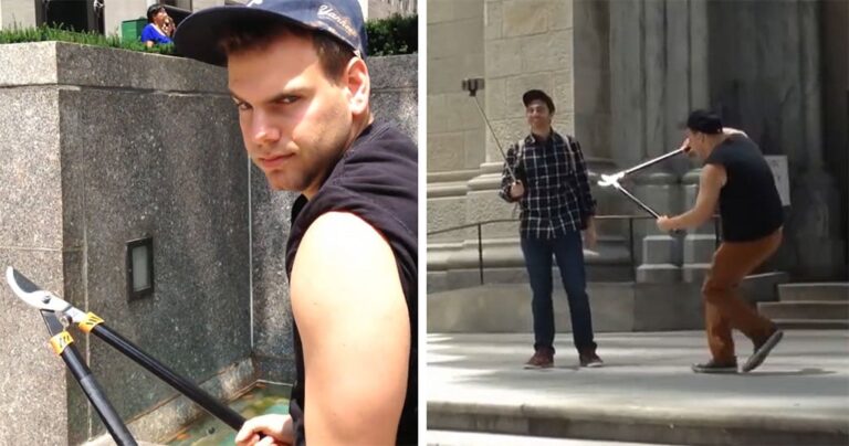 Αυτός ο τύπος σπάει τα σέλφι στικ των τουριστών και ο κόσμος δεν μπορεί να αποφασίσει αν είναι ήρωας ή κακός.