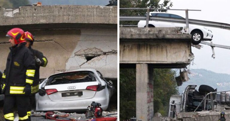 Η στιγμή της κατάρρευσης γέφυρας στην βόρεια Ιταλία.