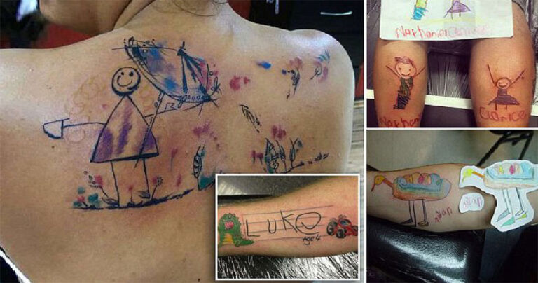Υπερβολικά αφοσιωμένοι γονείς κάνουν τατουάζ τις ζωγραφιές των παιδιών τους