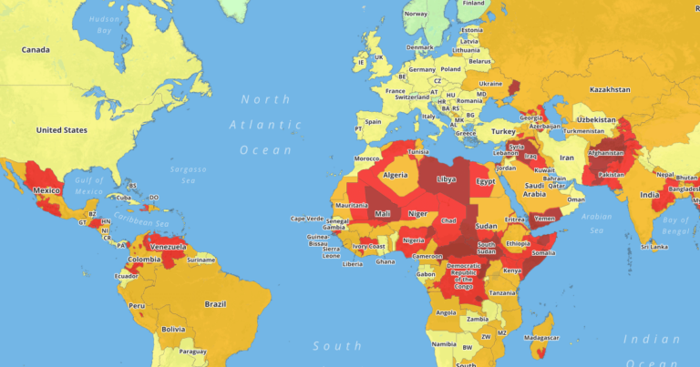 Αυτός ο χάρτης δείχνει τους πιο επικίνδυνους ταξιδιωτικούς προορισμούς για το 2017.