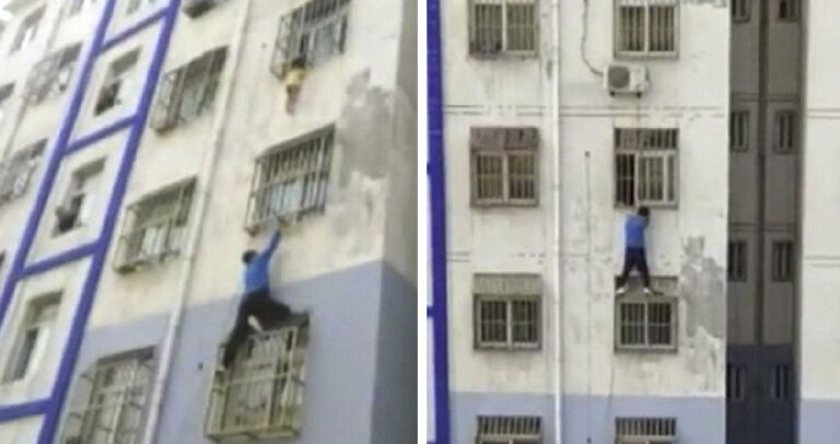 Aληθινός «Spiderman» σκαρφαλώνει πολυκατοικία για να σώσει ένα μικρό παιδάκι.