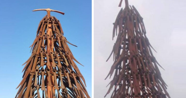 Κύπριος κατασκεύασε ένα χριστουγεννιάτικο δέντρο από τσάπες.