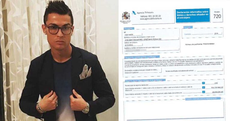 Φωτογραφία της φορολογικής δήλωσης του Κριστιάνο Ρονάλντο.