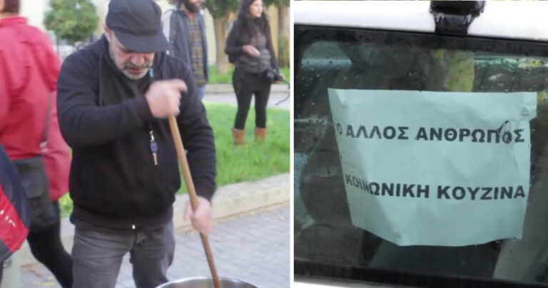 Έλληνας άνεργος ταΐζει τους άστεγους συνάνθρωπους του.
