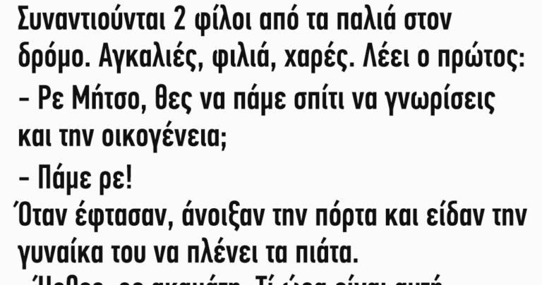Συναντιούνται 2 φίλοι από τα παλιά στον δρόμο