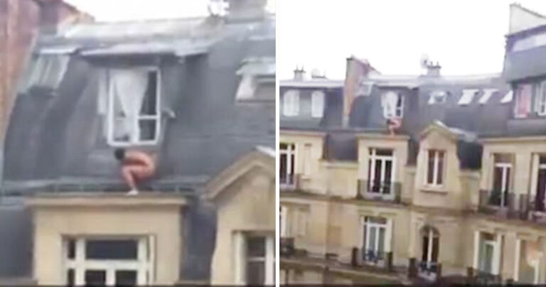 Εραστής κρύβεται γυμνός έξω από το παράθυρο για να μην τον καταλάβουν