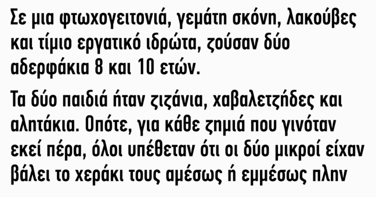 Σε μια φτωχογειτονιά ζούσαν δύο αδερφάκια 8 και 10 ετών