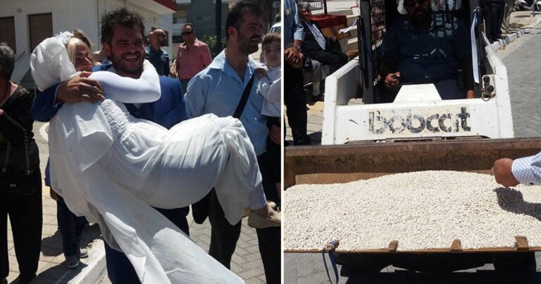 Κουμπάρος ντύθηκε νύφη στα Χανιά και έριξαν ρύζι με μπουλντόζα