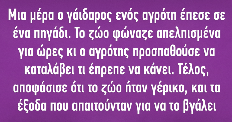 Μια μέρα o γάιδαρος ενός αγρότη έπεσε σε ένα πηγάδι