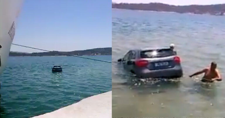 Mercedes έπεσε στο νερό στα Φέρρυ μποτ στο Μεγάλο Πεύκο