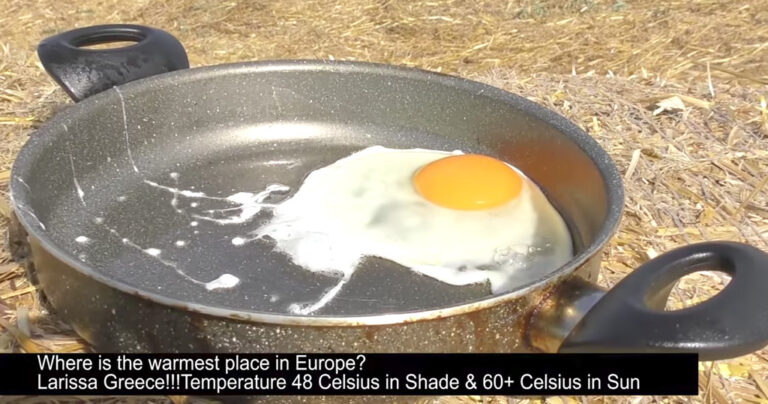 Τηγάνισαν αυγά στους 60 βαθμούς υπό τον ήλιο στην Λάρισα