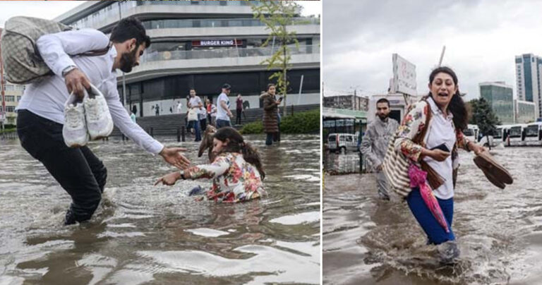 Η Κωνσταντινούπολη πλημμύρισε και ανακοίνωσαν άτομα κάτω από 1,60 να μην κυκλοφορούν