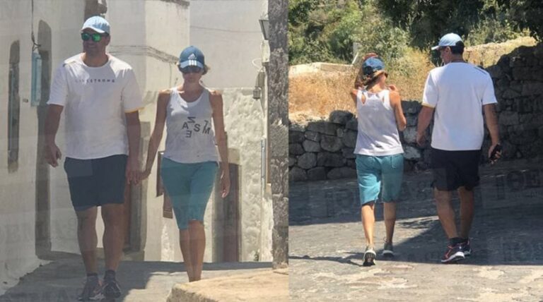 Παρέα στην Πάτμο Βασίλης Κικίλιας και Τζένη Μπαλατσινού