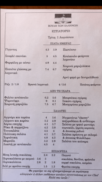 Καλοτρώνε στη Βουλή: Δείτε το μενού για βουλευτές και εργαζόμενους - Απίστευτες τιμές 1 a78d028db69651c7d1f09c2a4164d6c6