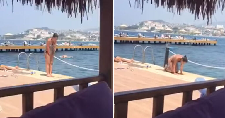 Νεαρή Τουρκάλα σταματάει το μπάνιο της και προσεύχεστε με το μπικίνι της