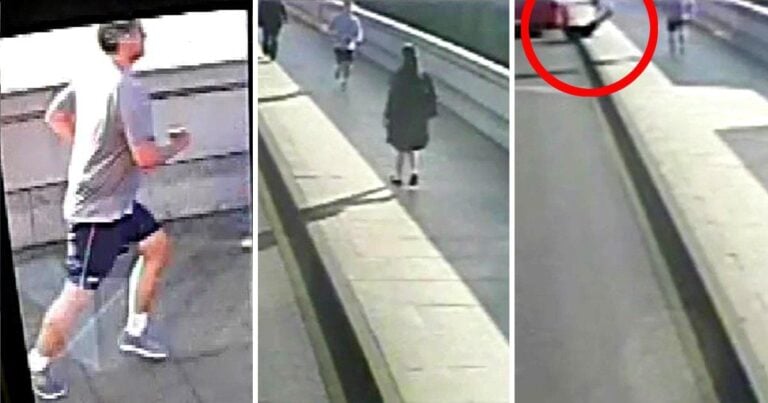 Άντρας κάνει τζόκινγκ και σπρώχνει γυναίκα για να τη χτυπήσουν τα αυτοκίνητα