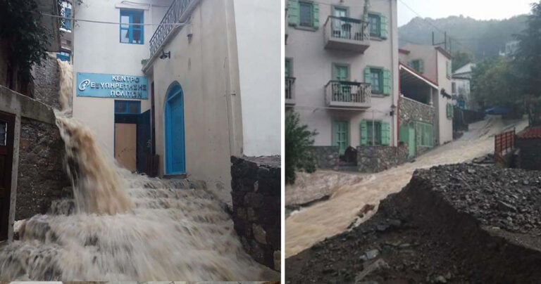 Bιβλική καταστροφή στην Σαμοθράκη από την κακοκαιρία
