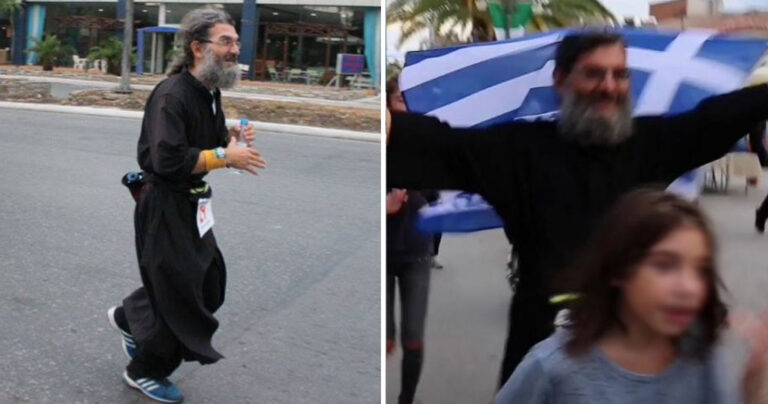 Ο πατήρ Θεόδωρος Περπερίδης έτρεξε με τα ράσα και τερμάτισε το Σπάρταθλο