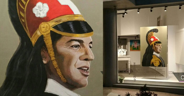 Ο Τσίπρας ως Κολοκοτρώνης σε έκθεση τέχνης στο Ηράκλειο
