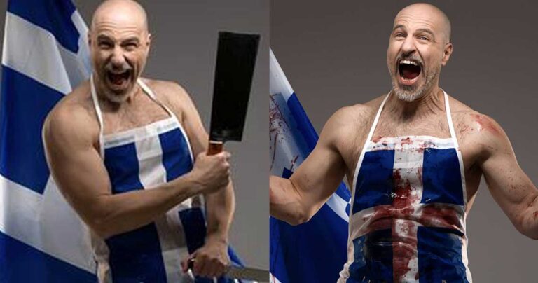 Έλληνας ηθοποιός φόρεσε την ελληνική σημαία ως ποδιά για χασάπικο