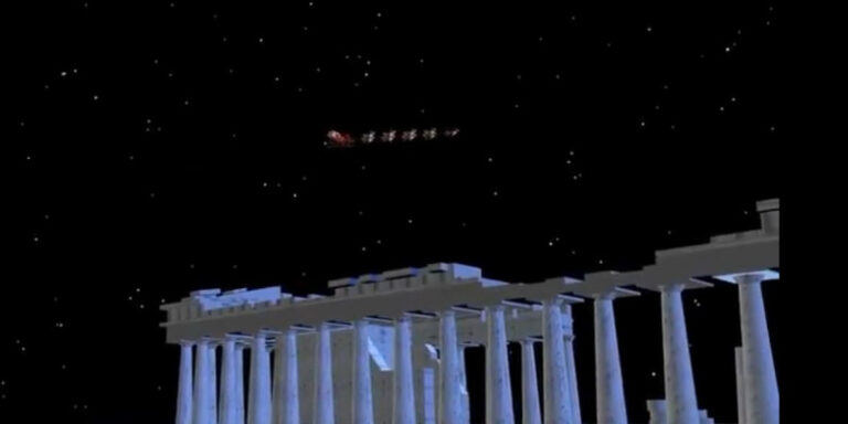 Ο Άγιος Βασίλης πέταξε χθες βράδυ πάνω από την Ακρόπολη