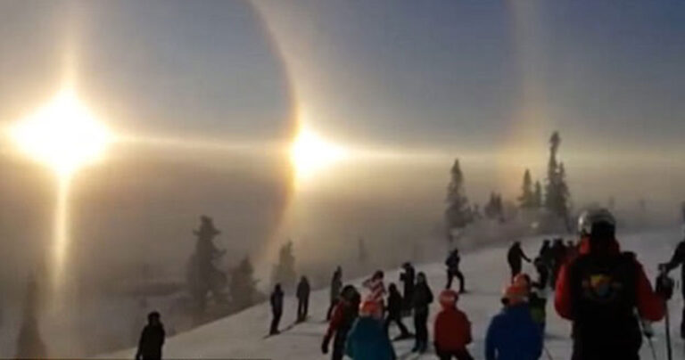Σκιέρς απαθανάτησαν σπάνιο ηλιακό φωτοστέφανο στα βουνά της Σουηδίας