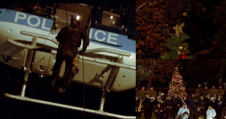 Ο εντυπωσιακός τρόπος που η ΕΛ.ΑΣ. έβαλε το αστέρι της στο δέντρο των Χριστουγέννων