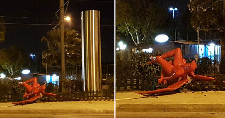 Ξεκόλλησε και έπεσε στο έδαφος το άγαλμα στο Παλαιό Φάληρο