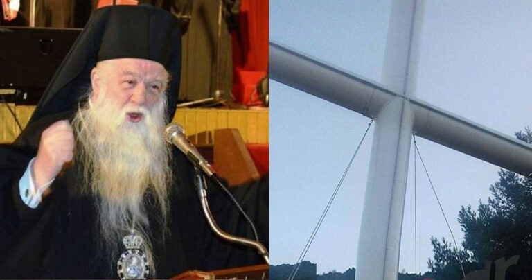 Ο Αμβρόσιος έστησε φωτιζόμενο σταυρό 18 μέτρων στο Αίγιο αξίας 37.000 ευρώ