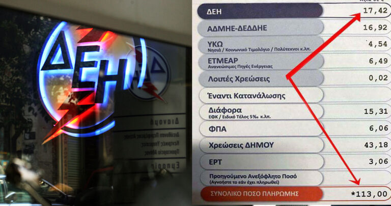 Πολίτης για ρεύμα αξίας 17 ευρώ πληρώνει στη ΔΕΗ 113 ευρώ