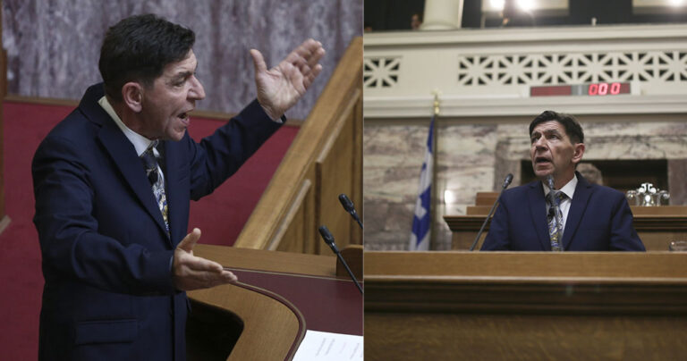 Ο Γεράσιμος Σκιαδαρέσης ανέβασε κανονική θεατρική παράσταση μέσα στη Βουλή