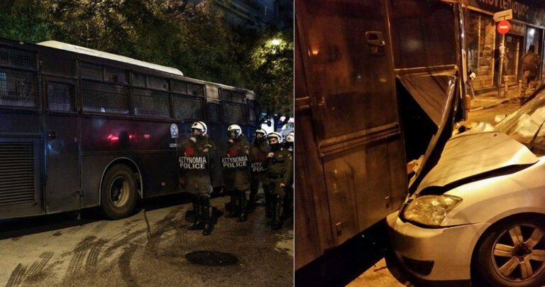 Μεθυσμένος οδηγός καρφώθηκε με το αμάξι του σε κλούβα των ΜΑΤ