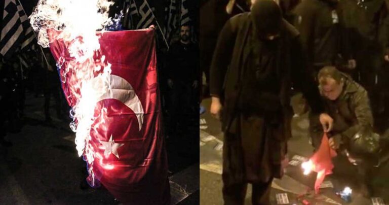 Η Τουρκία ζητά την σύλληψη των δραστών που έκαψαν την τουρκική σημαία