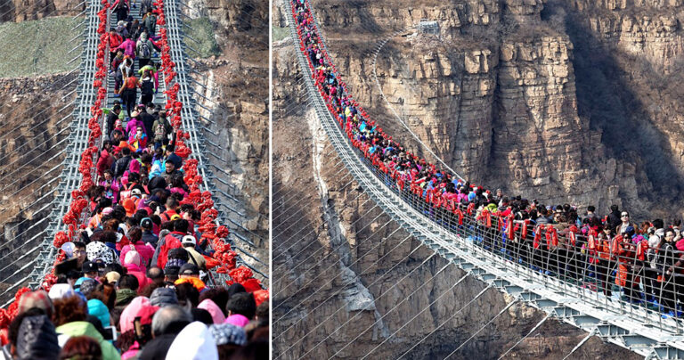 Τουρίστες τόλμησαν και διέσχισαν την μεγαλύτερη γυάλινη γέφυρα του κόσμου