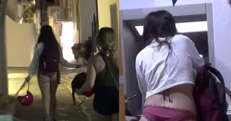 Τουρίστρια εμφανίστηκε M. Eβδομάδα στα σοκάκια της Μυκόνου με μπραζίλιαν