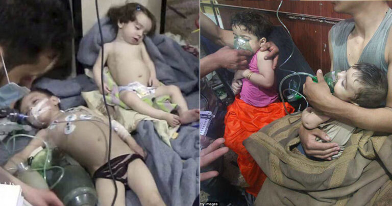 Μικρά παιδιά θύματα των χημικών στη Συρία, κλαίνε και δεν μπορούν να αναπνεύσουν