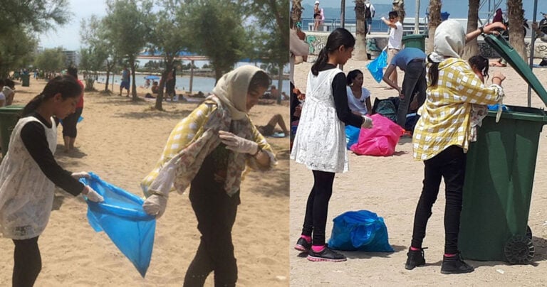 Πρόσφυγες καθάρισαν την παραλία του Μπάτη στο Π. Φάληρο