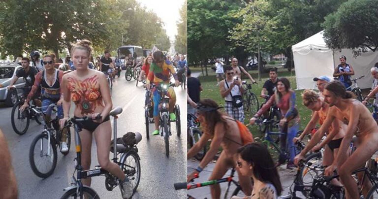Θεσσαλονίκη: Γuμνοί ποδηλάτες ξεχύθηκαν στους δρόμους για την 11η Διεθνή Ποδηλατοδρομία