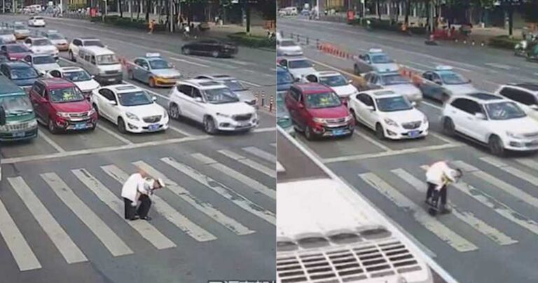 Aστυνομικός κουβάλησε ηλικιωμένο στην πλάτη του για να τον βοηθήσει να περάσει τον δρόμο