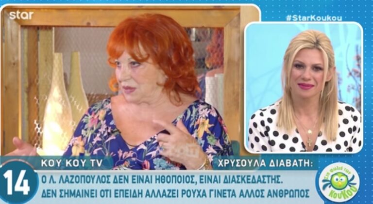 Χρυσούλα Διαβάτη: «Ο Λάκης Λαζόπουλος δεν είναι ηθοποιός»