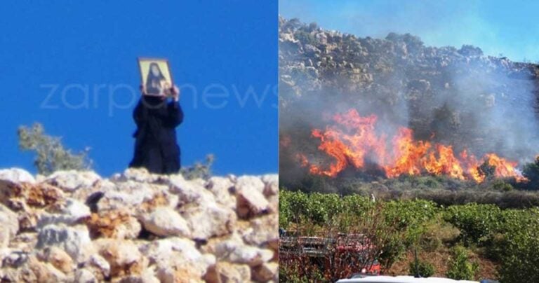 Χανιά: Καλόγριες με εικόνες στα χέρια απέναντι στις φλόγες