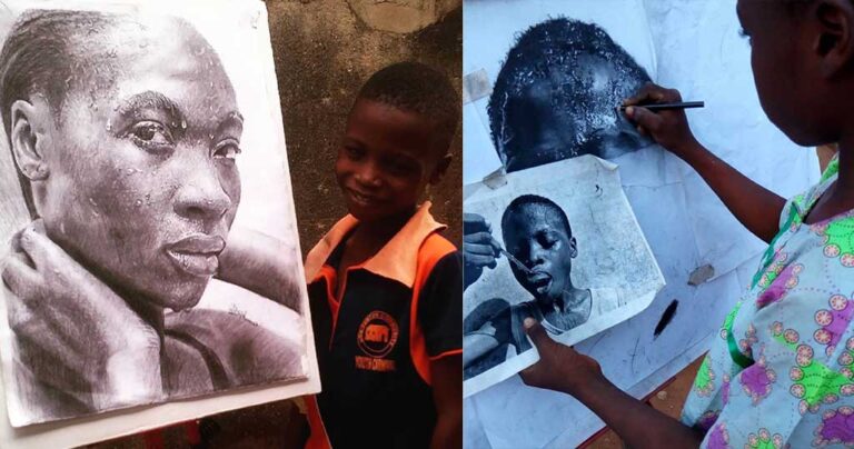 11χρονος Νιγηριανός μαθητής ζωγραφίζει σαν φτασμένος ζωγράφος
