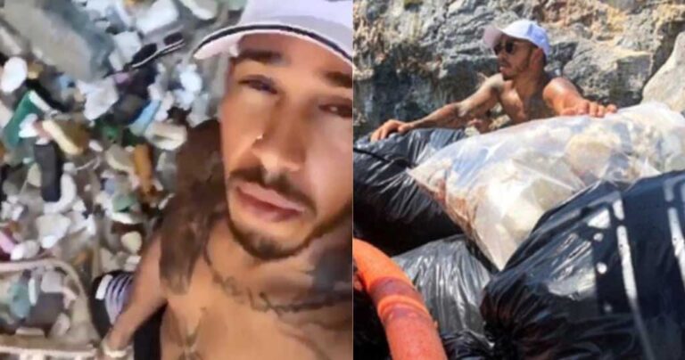 Ο Λιούις Χάμιλτον είναι διακοπές στη Μύκονο και καθάρισε τα σκουπίδια από μια ολόκληρη παραλία