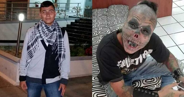 Έκοψε τη μύτη, τα αυτιά του και τη γλώσσα του για να μοιάζει με ζωντανό σκελετό