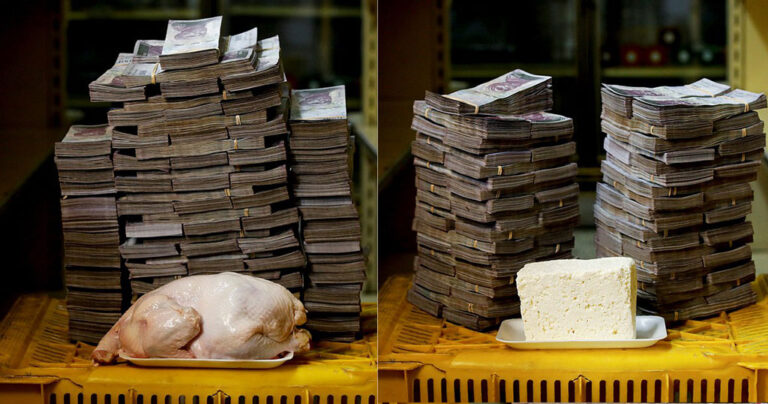 Βενεζουέλα: Με πάκους από χρήματα πληρώνουν ρύζι, κοτόπουλο και χαρτιά υγείας