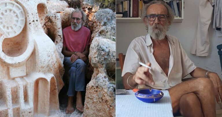 Γλύπτης στο Καστελόριζο περπατά ξυπόλητος ζει χωρίς ρεύμα και έχει τα απολύτως απαραίτητα