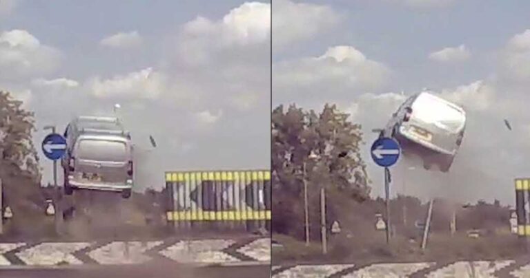 Bανάκι βγαίνει εκτός δρόμου και εκτινάσσεται 4 μέτρα από το έδαφος