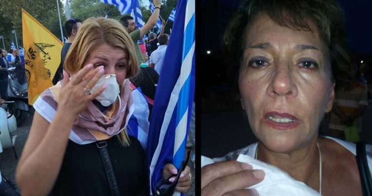 Ελληνίδες που πνίγηκαν χτες από τα δακρυγόνα εκφράζουν την απόγνωση τους