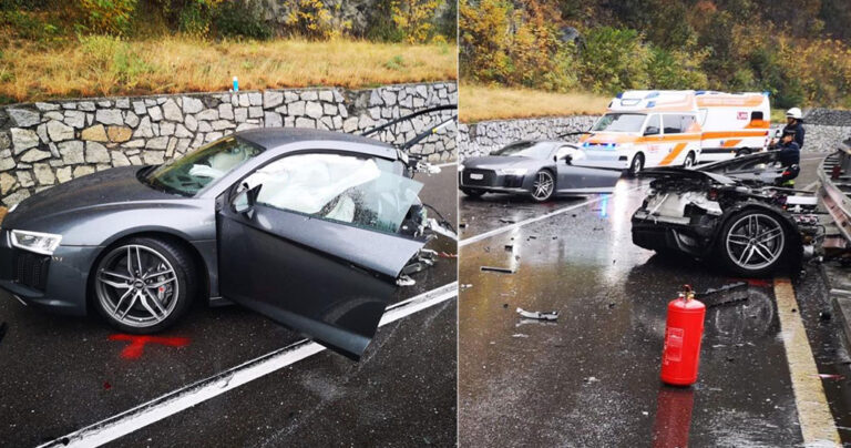 Audi R8 κόπηκε στη μέση μετά από σύγκρουση με VW Van